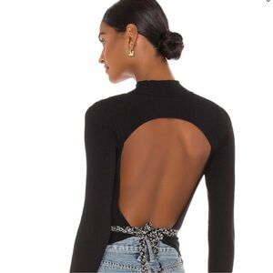 FREE PEOPLE. Women’s edge of town open back tie ribbed long sleeve